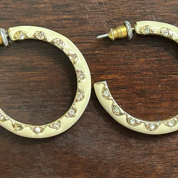 Stella & Dot Cream & Diamante Hoops - Picture 2 of 3